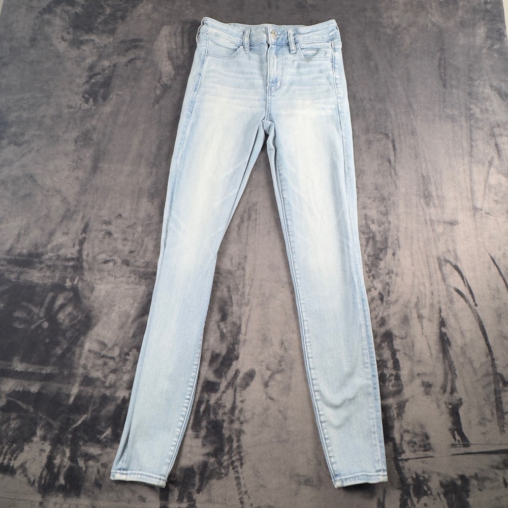 American Eagle Skinny Jeans Womens 4 Long Light Blue Next Level Stretch